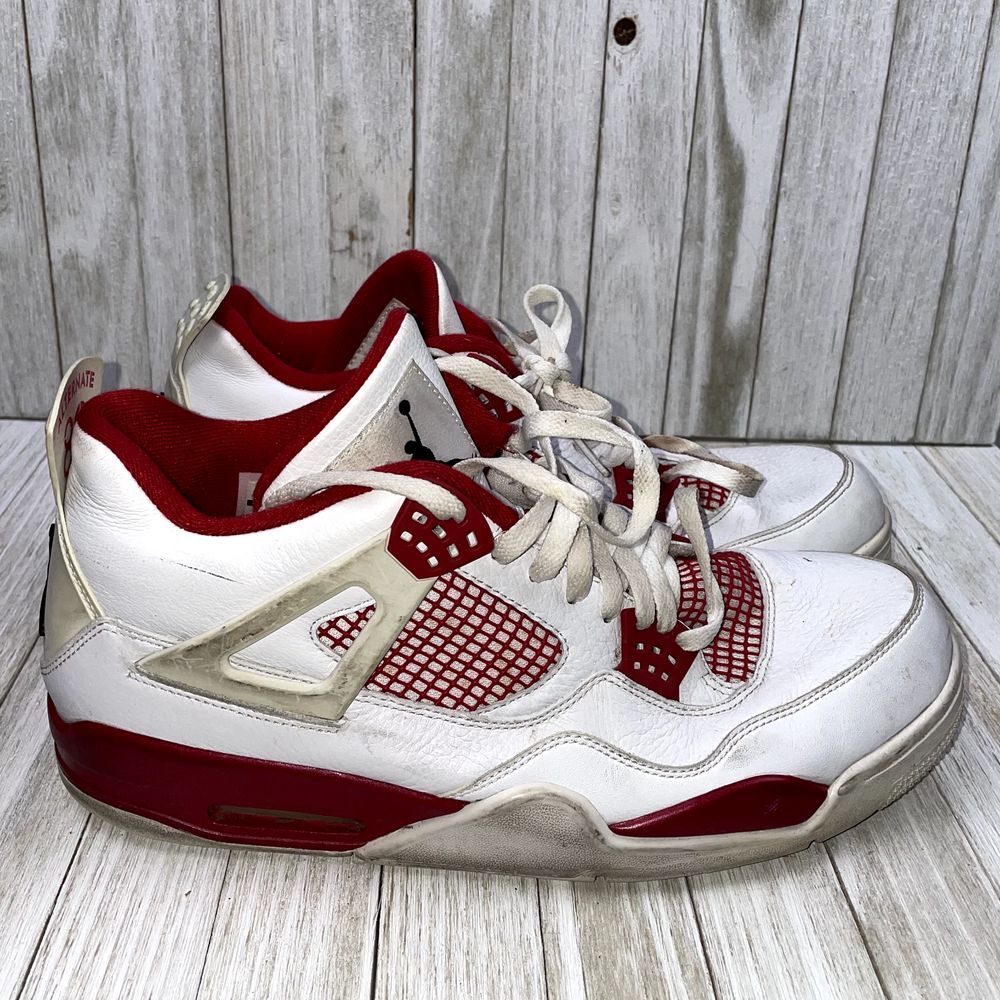 Nike Air Jordan 4 Retro Alternate 89 Size 14 308497-106 Authentic White Red